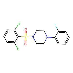1-(2,6-dichlorophenyl)sulfonyl-4-(2-fluorophenyl)piperazine structure