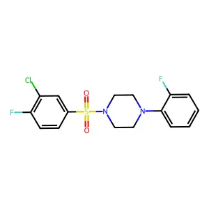 1-(3-chloro-4-fluorophenyl)sulfonyl-4-(2-fluorophenyl)piperazine structure