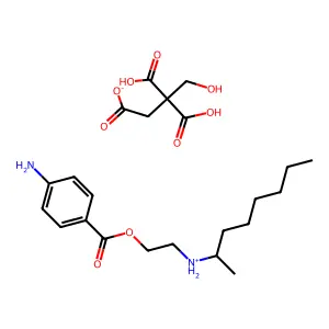 p-Aminobenzoic acid 2-((1-methylheptyl)amino)ethyl ester citrate (3:1) structure