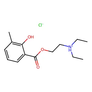 diethyl-[2-(2-hydroxy-3-methylbenzoyl)oxyethyl]azanium chloride structure