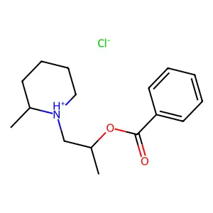 1-(2-methylpiperidin-1-ium-1-yl)propan-2-yl benzoate chloride structure