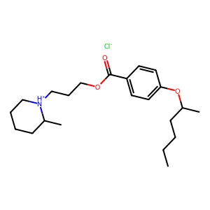 Benzoic acid, p-(1-methylpentoxy)-, 3-(2-methylpiperidino)propyl ester, hydrochloride structure
