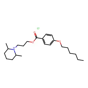 3-(2,6-dimethylpiperidin-1-ium-1-yl)propyl 4-hexoxybenzoate chloride structure