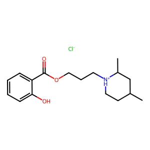 BENZOIC ACID, o-HYDROXY-, 3-(2,4-DIMETHYLPIPERIDINO)PROPYL ESTER, HYDROCHLORIDE structure