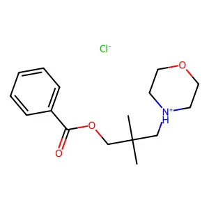 (2,2-dimethyl-3-morpholin-4-ium-4-ylpropyl) benzoate chloride structure