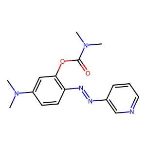 Dimethylcarbamic acid 5-(dimethylamino)-2-(3-pyridylazo)phenyl ester structure