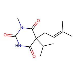 1-methyl-5-(3-methylbut-2-enyl)-5-propan-2-yl-1,3-diazinane-2,4,6-trione structure