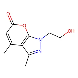 1-(2-hydroxyethyl)-3,4-dimethylpyrano[3,2-d]pyrazol-6-one structure