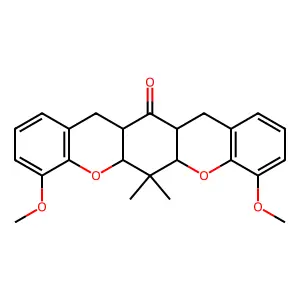 (5aS,6aR,12aS,13aR)-4,8-dimethoxy-6,6-dimethyl-5a,6a,12,12a,13a,14-hexahydrochromeno[3,2-b]xanthen-13-one structure