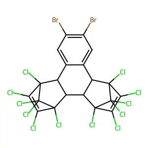 11,12-dibromo-1,4,5,6,7,16,17,18,19,19,20,20-dodecachlorohexacyclo[14.2.1.14,7.02,15.03,8.09,14]icosa-5,9,11,13,17-pentaene structure