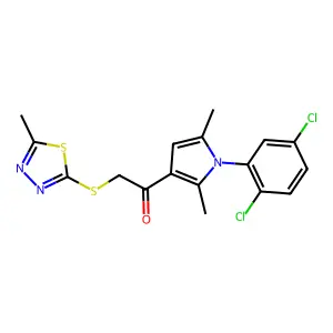 1-[1-(2,5-dichlorophenyl)-2,5-dimethylpyrrol-3-yl]-2-[(5-methyl-1,3,4-thiadiazol-2-yl)sulfanyl]ethanone structure