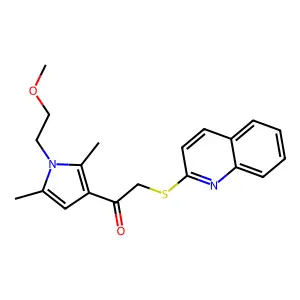 1-[1-(2-methoxyethyl)-2,5-dimethylpyrrol-3-yl]-2-quinolin-2-ylsulfanylethanone structure
