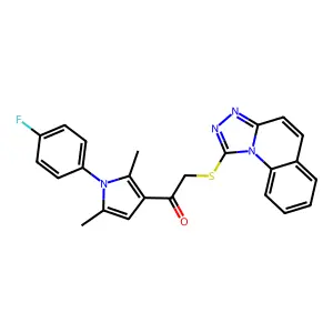 1-[1-(4-fluorophenyl)-2,5-dimethylpyrrol-3-yl]-2-([1,2,4]triazolo[4,3-a]quinolin-1-ylsulfanyl)ethanone structure
