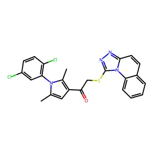 1-[1-(2,5-dichlorophenyl)-2,5-dimethylpyrrol-3-yl]-2-([1,2,4]triazolo[4,3-a]quinolin-1-ylsulfanyl)ethanone structure