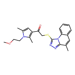1-[1-(2-methoxyethyl)-2,5-dimethylpyrrol-3-yl]-2-[(4-methyl-[1,2,4]triazolo[4,3-a]quinolin-1-yl)sulfanyl]ethanone structure