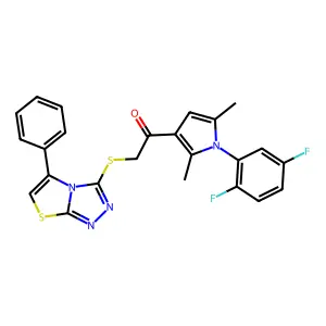 1-[1-(2,5-difluorophenyl)-2,5-dimethylpyrrol-3-yl]-2-[(5-phenyl-[1,3]thiazolo[2,3-c][1,2,4]triazol-3-yl)sulfanyl]ethanone structure
