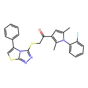 1-[1-(2-fluorophenyl)-2,5-dimethylpyrrol-3-yl]-2-[(5-phenyl-[1,3]thiazolo[2,3-c][1,2,4]triazol-3-yl)sulfanyl]ethanone structure