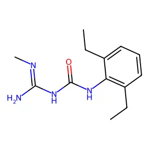 1-(2,6-diethylphenyl)-3-(N'-methylcarbamimidoyl)urea structure
