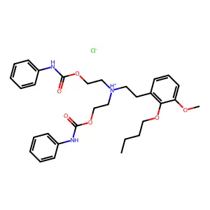 Carbanilic acid, diester with 2,2'-((2-butoxy-3-methoxyphenethyl)nitrilo)diethanol, hydrochloride structure