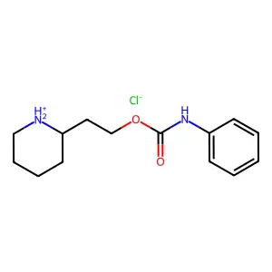 2-piperidin-1-ium-2-ylethyl N-phenylcarbamate chloride structure