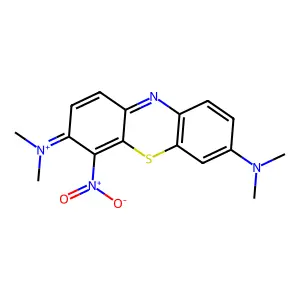 3,7-bis(dimethylamino)-4-nitrophenothiazin-5-ium structure