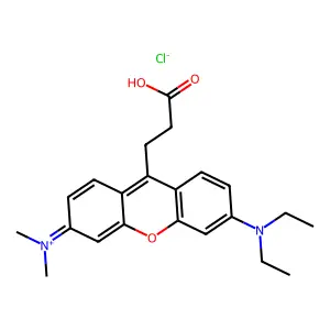 [9-(2-carboxyethyl)-6-(diethylamino)xanthen-3-ylidene]-dimethylazanium chloride structure