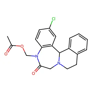 (2-chloro-6-oxo-7,9,10,14b-tetrahydroisoquinolino[2,1-d][1,4]benzodiazepin-5-yl)methyl acetate structure