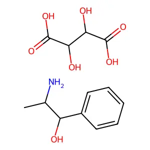 (1S,2R)-2-amino-1-phenylpropan-1-ol(2R,3R)-2,3-dihydroxybutanedioic acid structure