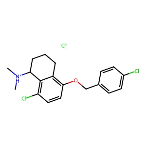 [8-chloro-5-[(4-chlorophenyl)methoxy]-1,2,3,4-tetrahydronaphthalen-1-yl]-dimethylazanium chloride structure