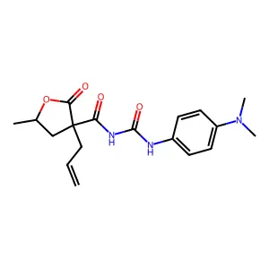 N-[[4-(dimethylamino)phenyl]carbamoyl]-5-methyl-2-oxo-3-prop-2-enyloxolane-3-carboxamide structure