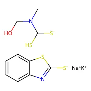 potassiumsodium1,3-benzothiazole-2-thiolate[hydroxymethyl(methyl)amino]-sulfanylmethanethiolate structure