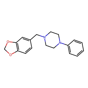 1-(1,3-benzodioxol-5-ylmethyl)-4-phenylpiperazine structure