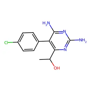 1-[2,6-diamino-5-(4-chlorophenyl)pyrimidin-4-yl]ethanol structure