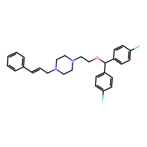 1-[2-[bis(4-fluorophenyl)methoxy]ethyl]-4-(3-phenylprop-2-enyl)piperazine structure