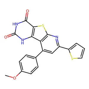 13-(4-methoxyphenyl)-11-thiophen-2-yl-8-thia-3,5,10-triazatricyclo[7.4.0.02,7]trideca-1(9),2(7),10,12-tetraene-4,6-dione structure