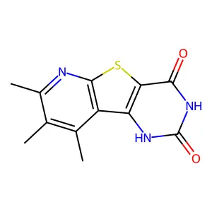 11,12,13-trimethyl-8-thia-3,5,10-triazatricyclo[7.4.0.02,7]trideca-1(9),2(7),10,12-tetraene-4,6-dione structure