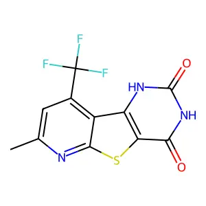11-methyl-13-(trifluoromethyl)-8-thia-3,5,10-triazatricyclo[7.4.0.02,7]trideca-1(13),2(7),9,11-tetraene-4,6-dione structure
