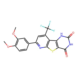 11-(3,4-dimethoxyphenyl)-13-(trifluoromethyl)-8-thia-3,5,10-triazatricyclo[7.4.0.02,7]trideca-1(9),2(7),10,12-tetraene-4,6-dione structure