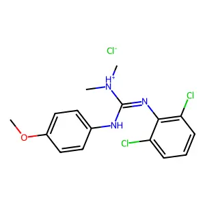 [N'-(2,6-dichlorophenyl)-N-(4-methoxyphenyl)carbamimidoyl]-dimethylazanium chloride structure