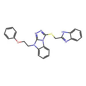 1-(1H-benzimidazol-2-ylmethylsulfanyl)-4-(2-phenoxyethyl)-[1,2,4]triazolo[4,3-a]benzimidazole structure
