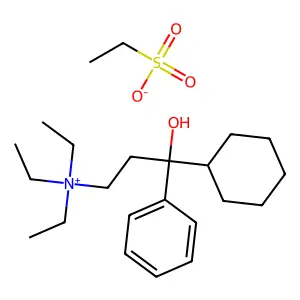 (3-cyclohexyl-3-hydroxy-3-phenylpropyl)-triethylazaniumethanesulfonate structure
