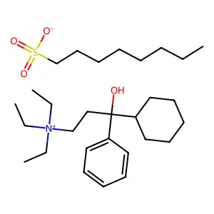 (3-cyclohexyl-3-hydroxy-3-phenylpropyl)-triethylazaniumoctane-1-sulfonate structure