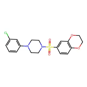 1-(3-chlorophenyl)-4-(2,3-dihydro-1,4-benzodioxin-6-ylsulfonyl)piperazine structure