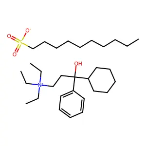 (3-cyclohexyl-3-hydroxy-3-phenylpropyl)-triethylazaniumdecane-1-sulfonate structure