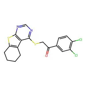 1-(3,4-dichlorophenyl)-2-(5,6,7,8-tetrahydro[1]benzothieno[2,3-d]pyrimidin-4-ylsulfanyl)ethanone structure