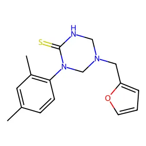 1-(2,4-dimethylphenyl)-5-(furan-2-ylmethyl)-1,3,5-triazinane-2-thione structure