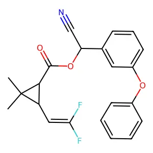 Cyclopropanecarboxylic acid, 3-(2,2-difluoroethenyl)-2,2-dimethyl-, cyano(3-phenoxyphenyl)methyl ester, (1R-trans)- structure