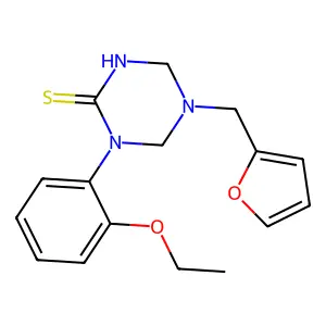 1-(2-ethoxyphenyl)-5-(furan-2-ylmethyl)-1,3,5-triazinane-2-thione structure