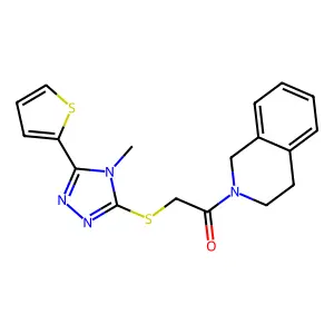 1-(3,4-dihydro-1H-isoquinolin-2-yl)-2-[(4-methyl-5-thiophen-2-yl-1,2,4-triazol-3-yl)sulfanyl]ethanone structure
