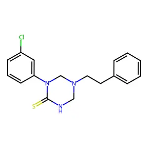1-(3-chlorophenyl)-5-(2-phenylethyl)-1,3,5-triazinane-2-thione structure